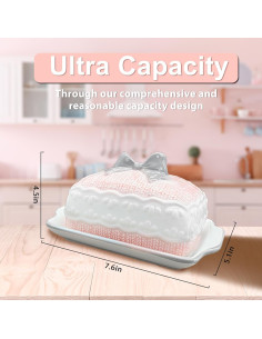 Plato de Mantequilla Cerámica Rosa con Tapa Diseño 3D Happy Will 2