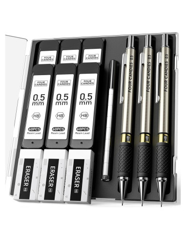 Juego de Lápices Mecánicos Four Candies 0.5mm con 360 Recargas