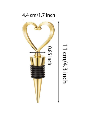 4 Tapones de Botella de Vino Booge Acero Inoxidable Corazón