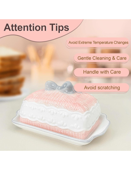 Plato de Mantequilla Cerámica Rosa con Tapa Diseño 3D Happy Will