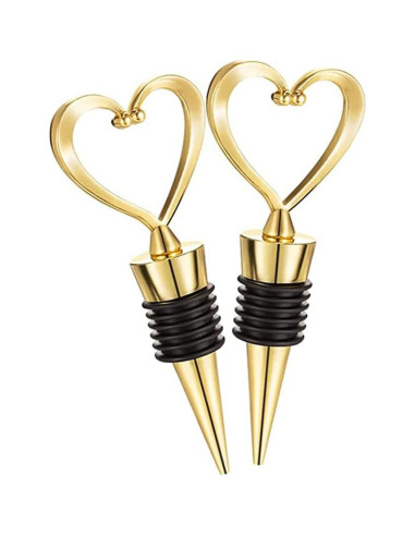 4 Tapones de Botella de Vino Booge Acero Inoxidable Corazón