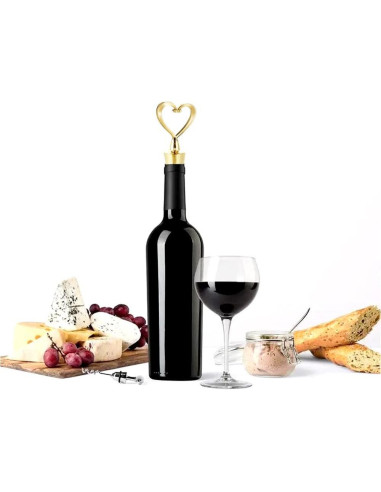4 Tapones de Botella de Vino Booge Acero Inoxidable Corazón