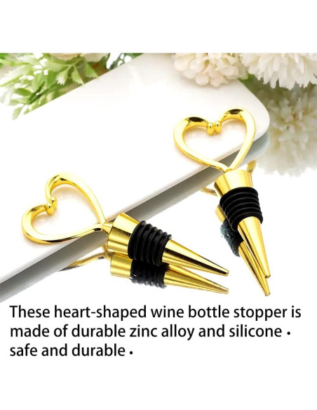 4 Tapones de Botella de Vino Booge Acero Inoxidable Corazón
