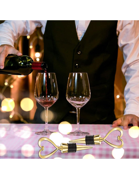 4 Tapones de Botella de Vino Booge Acero Inoxidable Corazón