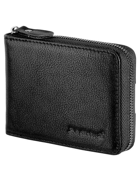 Billetera de Cuero Bifold Admetus con Cierre y Bloqueo RFID