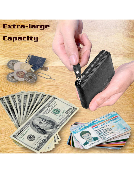 Billetera de Cuero Bifold Admetus con Cierre y Bloqueo RFID