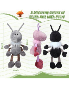 Conjunto de 3 Hormigas de Peluche Shappy 30 cm con Bufanda 2