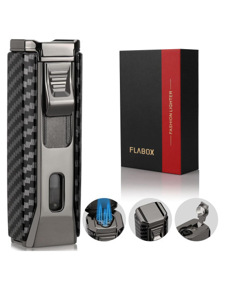 Encendedor de antorcha triple FLABOX negro recargable