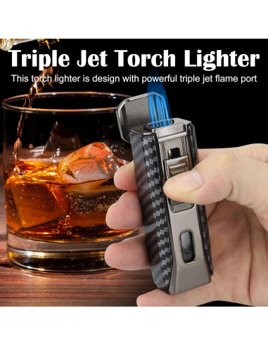 Encendedor de antorcha triple FLABOX negro recargable