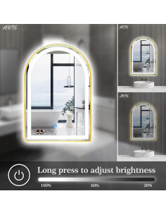 Espejo LED Dorado Arco TiliKuly 61x40.6 cm Antivaho 3 Colores 2