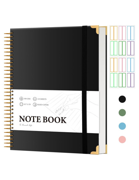 Cuaderno Espiral Tapa Dura A4 FLYING EAGLE Negro 200 Páginas
