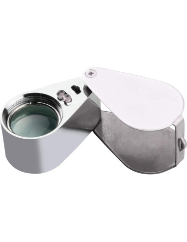 Lupa Beileshi 30x con LED, metálica y óptica, estuche
