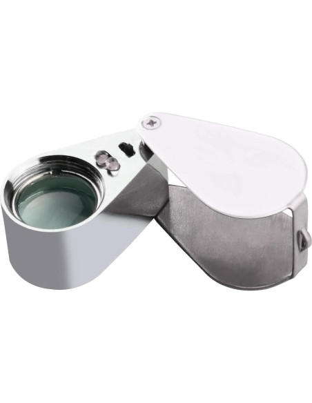 Lupa Beileshi 30x con LED, metálica y óptica, estuche