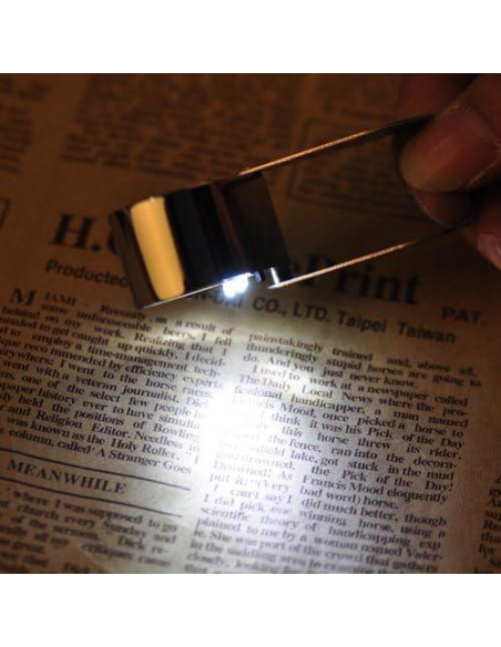 Lupa Beileshi 30x con LED, metálica y óptica, estuche