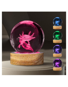Lámpara de Bola de Cristal Axolote 3D K9 60mm con Control Remoto