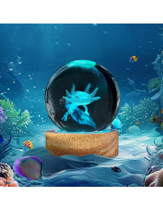 Lámpara de Bola de Cristal Axolote 3D K9 60mm con Control Remoto 2