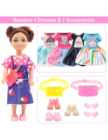 19 Piezas Ropa de Muñeca Miunana 13.5 cm Accesorios