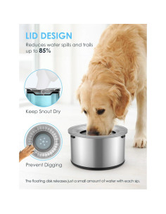 Tazón de Agua para Perros Heouvo 3.8L Antideslizante y Sin Derrames 2