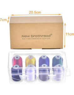 Hilo de Bordar New brothread 8 Bobinas 1000m Poliester Color Básico 2