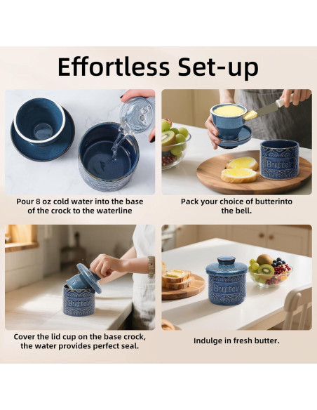 Tazón de Mantequilla VMX Cerámica Azul con Tapa Hermética 150g