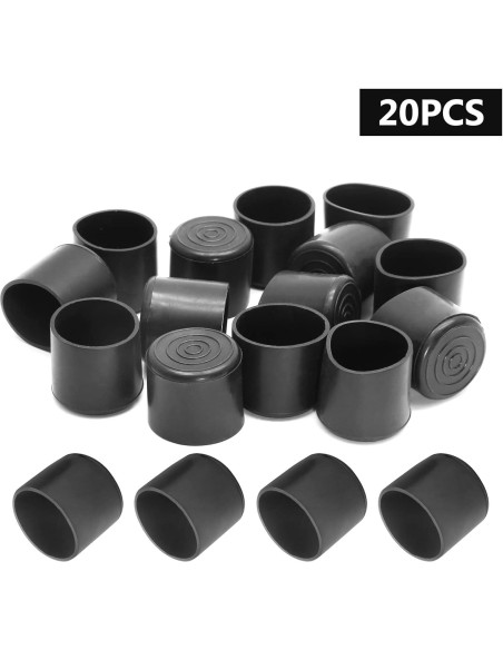 20 Tapones Redondos de PVC para Patas de Sillas Uenhoy 25mm
