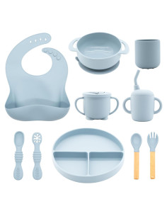 Juego de Alimentación para Bebés CHCC 10 Piezas Azul Libre de BPA