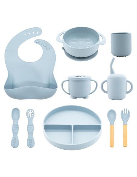 Juego de Alimentación para Bebés CHCC 10 Piezas Azul Libre de BPA
