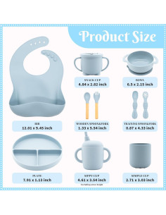 Juego de Alimentación para Bebés CHCC 10 Piezas Azul Libre de BPA 2