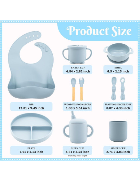 Juego de Alimentación para Bebés CHCC 10 Piezas Azul Libre de BPA