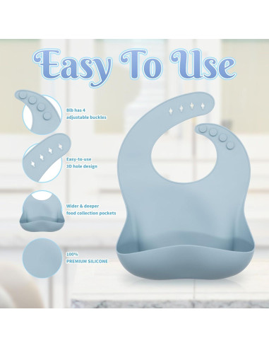 Juego de Alimentación para Bebés CHCC 10 Piezas Azul Libre de BPA