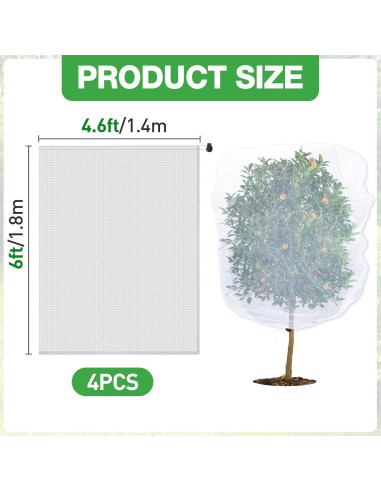 Cubiertas de Red para Insectos y Aves Acostop 4 Piezas 1.4x1.8m