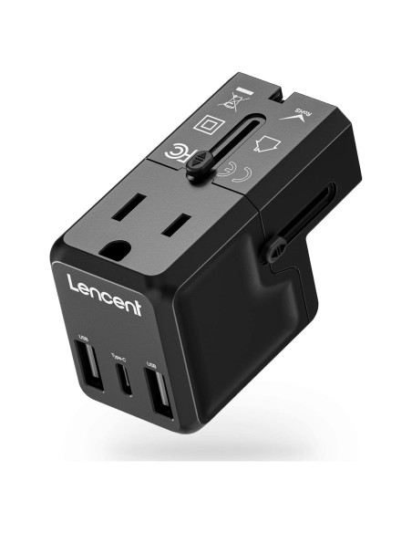 Adaptador de corriente de viaje LENCENT G63, 4 puertos USB, 17W