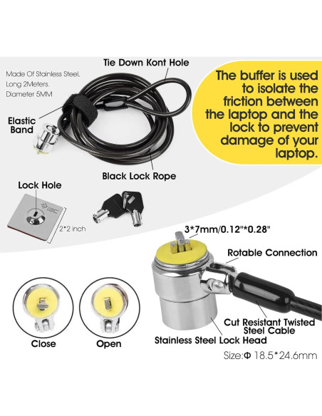 Candado de Cable Antirrobo I3C para Laptop y Tabletas