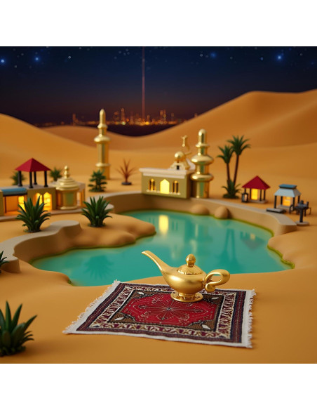 Lámpara de Genio de Aladino Miniatura 1/12 Dorada - Accesorio DIY