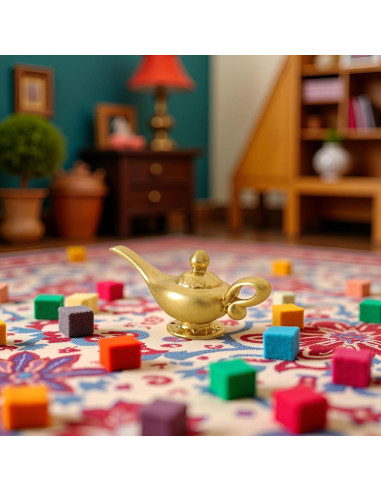 Lámpara de Genio de Aladino Miniatura 1/12 Dorada - Accesorio DIY