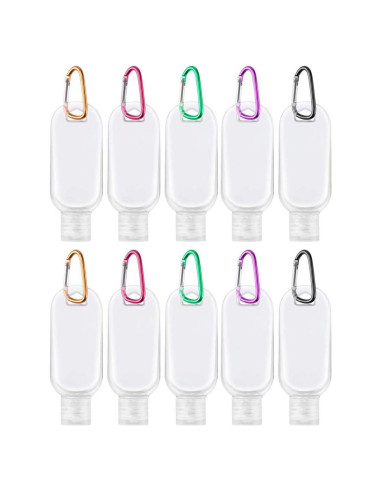 10 Botellas de Viaje JINEN 50ml a Prueba de Fugas con Llavero