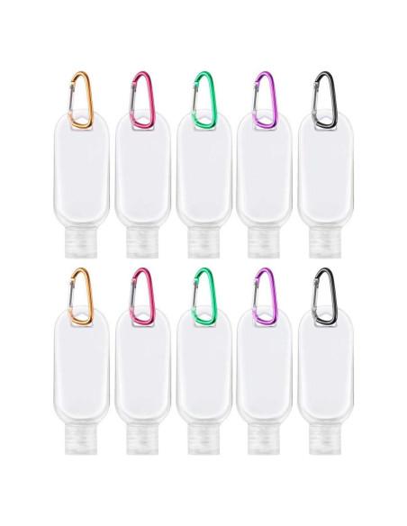 10 Botellas de Viaje JINEN 50ml a Prueba de Fugas con Llavero