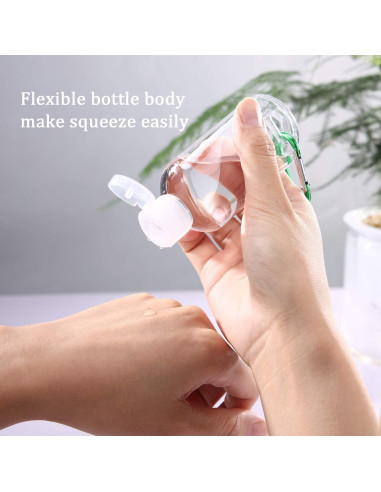 10 Botellas de Viaje JINEN 50ml a Prueba de Fugas con Llavero