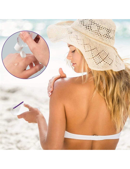 10 Botellas de Viaje JINEN 50ml a Prueba de Fugas con Llavero