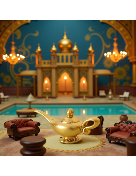 Lámpara de Genio de Aladino Miniatura 1/12 Dorada - Accesorio DIY