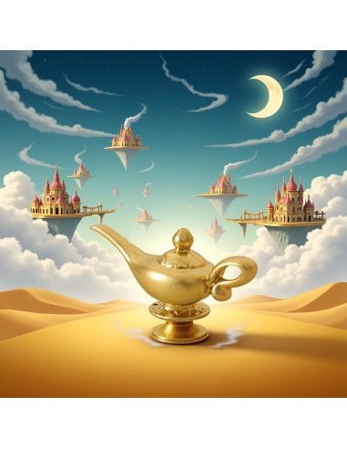 Lámpara de Genio de Aladino Miniatura 1/12 Dorada - Accesorio DIY