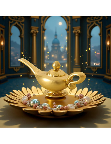 Lámpara de Genio de Aladino Miniatura 1/12 Dorada - Accesorio DIY