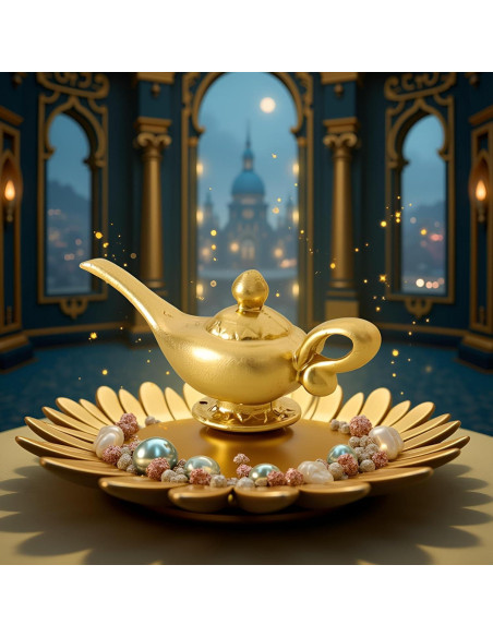 Lámpara de Genio de Aladino Miniatura 1/12 Dorada - Accesorio DIY