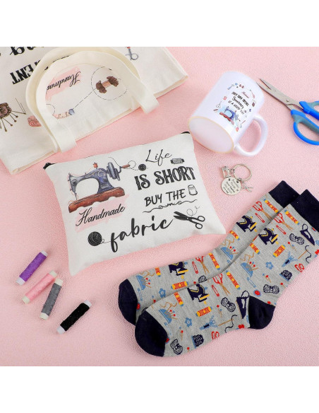 Conjunto de Regalos de Costura Abbylike 5 Piezas - Lona y Porcelana Conjunto de Regalos de Costura Abbylike 5 Piezas - Lona y Porcelana