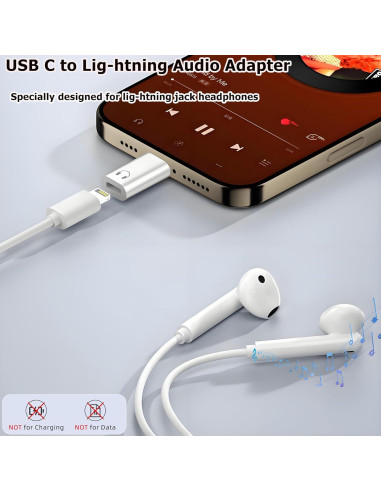 Adaptador de audio USB C a Lightning Shenzhenshiyoulanteerkeji - Blanco