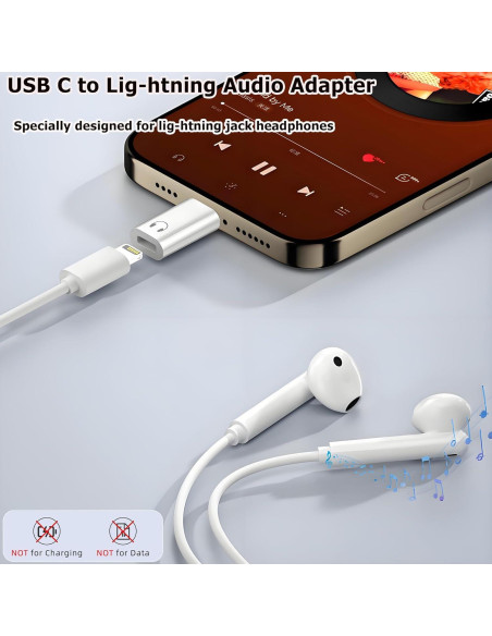 Adaptador de audio USB C a Lightning Shenzhenshiyoulanteerkeji - Blanco