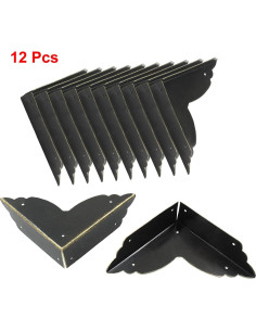 4 Protectores de Esquinas de Metal Zorveiio Negro Vintage 70mm 2