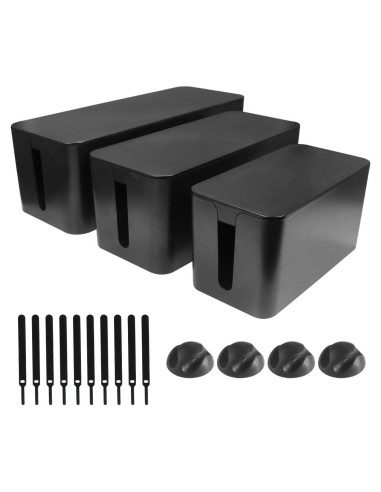 Caja Organizadora de Cables DUNCHATY 3 Tamaños ABS Negro