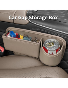 Organizador de Espacio entre Asientos BESSTAN Beige con Portavasos 2