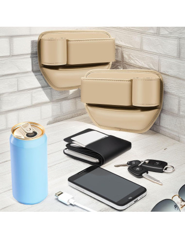 Organizador de Espacio entre Asientos BESSTAN Beige con Portavasos